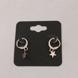 Silver Star Hoop Earrings